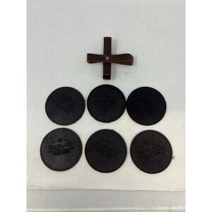 Portland‎ Leather Goods Leather Coaster Set 6 Coasters & Storage Strap